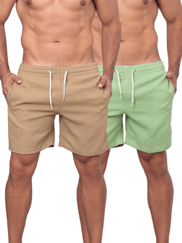 combo 02 bermudas em linho masculino premium confortável luxuosa praia verão
