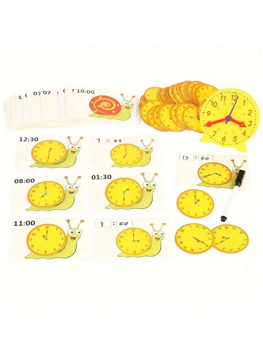 Montessori Clock Model, 3-Needle Dynamic Children's Clock Teaching Aid ...