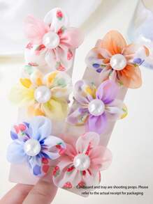 10pcs/Pack Baby Girls Cute Princess Flower Mesh Hair Scrunchies, Toddlers Non-Damaging Hair Ties Hair Accessories