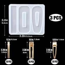 63pcs/Set DIY Crystal Resin Mold For Hair Clips, 3pcs Resin Molds, 60pcs Hair Clip Bases - Handmade Water Drop Hair Clips, Reusable Silicone Mold For Resin Crafts, Creative Gifts For Yourself, Family And Friends