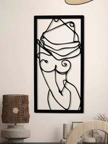 1 件金属墙饰，女性简约线条艺术，家居墙饰，浴室墙饰，乔迁礼物，家居装饰，房间装饰，墙饰 - 正面 - 查看 2