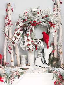 1 Stück Weihnachtskranz, Roter Kardinal Vogel Landhausstil Kranz Heim Wanddekoration, Künstlicher dekorativer Kranz für Haustür, beste Geschenke Heim Dekoration Weihnachtsdekorationen Raumdekoration Winter