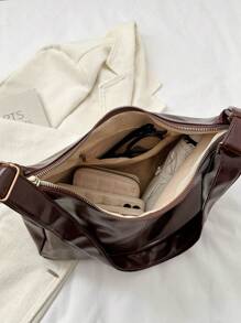 New Textured Tote Bag Fashion Leisure Commuter Crossbody Bag Soft Pittote Bag Women's Large Capacity All Match High-Grade Texture Niche Commuter Bag - Coffee Brown - View 9