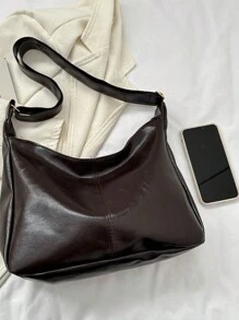 New Textured Tote Bag Fashion Leisure Commuter Crossbody Bag Soft Pittote Bag Women's Large Capacity All Match High-Grade Texture Niche Commuter Bag - Coffee Brown - View 6