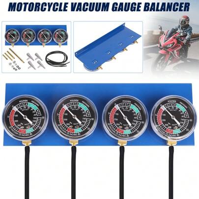 Carb Carburettor Vacuum Balancer Gauge 4 Cylinder Gauges Kit For Motorcycle