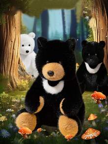 3Styles 毛绒熊玩具黑熊毛绒娃娃北极熊填充动物棕熊毛绒丛林动物玩具儿童生日礼物圣诞装饰家居 - 彩色 - 查看 2