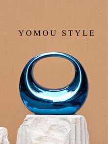 奢华女士派对舞会新月夹盒晚间手拿包亚克力透明手拿包防水斜挎包 Tready 新娘包，非常适合派对、婚礼、晚宴/宴会，搭配婚纱、礼服、舞会礼服、生日礼服、女士礼服派对 - 藍色 - 查看 2