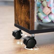 Slim Storage Trolley, Narrow Kitchen Cart, Slide Out Kitchen Trolley On Wheels, - Rustic Brown + Black - View 5