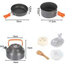 10PCS Portable Camping Cooking Cookware Set Anodised Aluminium Pots Pans Kettle - Variant1 - View 1