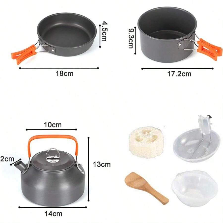 10PCS Portable Camping Cooking Cookware Set Anodised Aluminium Pots Pans Kettle - Variant1 - View 1