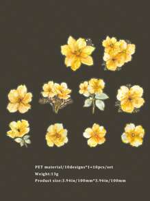 10 张/包大尺寸高品质金属花卉贴纸，适用于剪贴簿和日记本，防水 PET 材料 - 彩色 - 查看 14