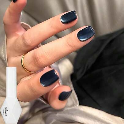 MISS SHAKA 秋冬季网红爆款蓝月河猫眼胶 2024 新款 白色带蓝色玻璃珠猫眼胶指甲油 美甲沙龙特供美甲