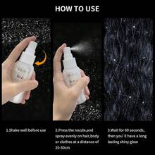 VERONNI 80ml 闪光喷雾闪光银色闪光发胶，头发身体闪光喷雾，快干，高光泽闪亮皮肤，头发和身体化妆适合派对表演亮妆和音乐节 - 銀色 - 查看 4