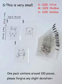 100个装可爱卡通透明自粘面包袋豆沙菠萝袋烘焙切片吐司全麦面包自封包装饼干袋 - 小貓小熊3合1 - 查看 9