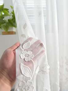 1 chiếc rèm cửa sổ hình lá và hoa nghệ thuật đơn sắc tối giản, phù hợp cho mọi mùa - Nhiều màu - Xem 14