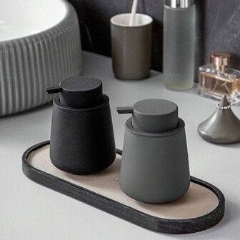 1 件 12 盎司陶瓷橡胶漆皂液器可再填充泵瓶，适用于液体皂液、洗发水、沐浴露、洗手液、护发素、厨房洗涤剂、浴室乳液分配瓶、酒店民宿、厨房、水槽、洗衣机 - 时尚家居饰品