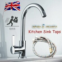 Kitchen Sink Mixer Taps Swivel Spout Single Lever Tap Mono Modern Chrome Faucet - Silver - View 1