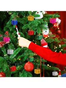 12/24 件圣诞树迷你立方体礼品盒，礼品装饰精品包装盒微型铝箔装饰品，装饰盒适用于圣诞树节日派对周年纪念家居装饰 - 彩色 - 查看 7