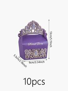 10pcs/Pack Elegant Crown Gift Boxes For Birthday Party, Holiday, Wedding Decoration & Favors