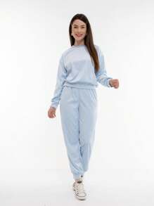 Women's Plus Velvet Set With Pockets HF-CON-050 - Celeste - Ver 4