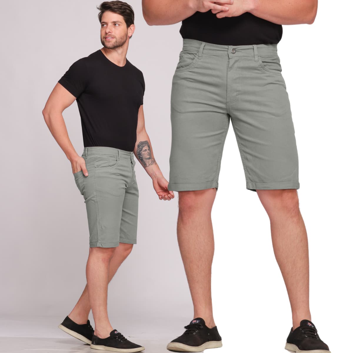 Scaraboto Men's Slim Casual Bermuda Shorts Colorful Launch Premium Line - 灰色 - 查看 1