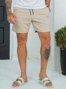 Men's Plain Comfortable Bermuda Shorts - 米色 - 查看 1