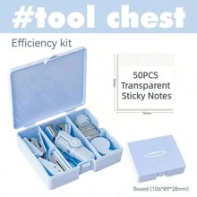 1 套打孔器和订书机工具盒套装，迷你便携式文具用品，适合学生和办公室、返校、学校用品 - 淺藍色 - 查看 15