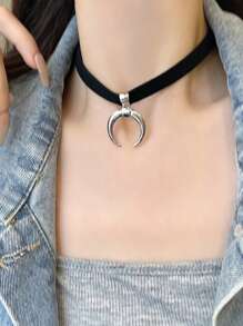 1 Miếng Thanh lịch Hai lớp Mặt dây chuyền mặt trăng Dây chuyền Dành Cho Nam Và Nữ - Hoàn hảo Đối với Các bữa tiệc Và Mỗi ngày Mặc - màu đen - Xem 5