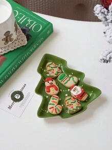 1 件陶瓷圣诞树形托盘，绿色圣诞树设计姜饼曲奇盘，适合圣诞老人圣诞树零食甜点盘，圣诞派对糖果盘圣诞装饰品圣诞装饰圣诞礼物圣诞派对用品 - 彩色 - 查看 11