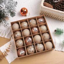 16 Stück/Box 6CM Weihnachtskugeln Ornamente Champagner Gold Rot Glitzer Schaumstoffkugeln Basteleien für Weihnachtsbaum Hängende Anhänger Geschenk Heim Dekoration Weihnachtsdekorationen Raumdekoration Winter