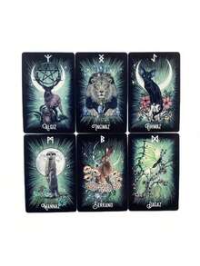 1set The Witch's Familiar Runic Oracle Cards Divination Deck Board Game - Black - View 5