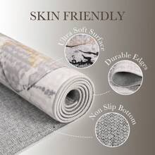 Modern Abstract Carpet Ultra Thin Soft Carpet Low Pile Non Slip Carpet Washable Area Rug Foldable Indoor Carpet For Living Room Office Dining Room - Grey - View 4