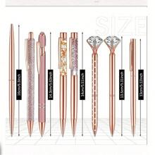 3/5/8pcs Rose Gold Ball Pen Set, Liquid Sand Shimmer Pens, Metal Crystal Rhinestone Ballpoint Pen, Black Ink, Gift For Girls, Wedding, Office Desk Supplies Back To School