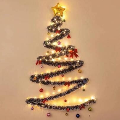 1pc Christmas Rattan LED String Lights, 8 Functions, Indoor & Outdoor Xmas Tree Decor Suitable For Wedding Party Holiday Birthday Lighting (Batteries Not Included), Room Decor Christmas Decor Christmas Light Bedroom Decor Party Decor Holiday Festival Christmas Gift Thanksgiving Christmas Tree Decor Ornaments Christmas Decoration Christmas Tree Gift Decor