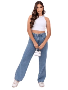 Shein Women's Wide Leg Marbled Jeans, Thick Fabric, High Waist - 燧石 - 查看 3