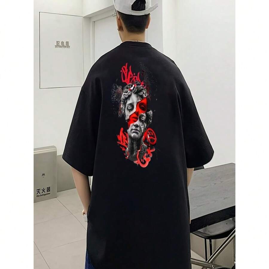 Men's T-Shirt Greece Statue Style Oversized Streetwear Man Premium Oversize Shirt - màu đen - Xem 1