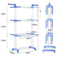 Tendedero Plegable De Ropa Portátil Retráctil Rack 3 Niveles - Azul - Ver 2