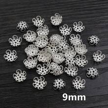 100 件 8/9 毫米古铜色金色银色花朵隔珠串饰，适用于 DIY 串珠手链项链珠宝制作配件