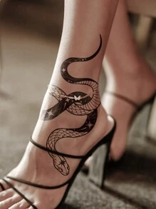 1 Sheets Large Size Body Art Temporary Tattoo Stickers For Women Or Men, Black Retro Style Starry Sky Snake Pattern, Waterproof Fake Tattoo, Lasts 2-5 Days, Covering Scars,Can Be Used On Arms Wrist Shoulders Legs Waist Neck Hand Chest Thighs Finger Ankle, Suitable For Parties, Gifts, Vacations, Body Decoration