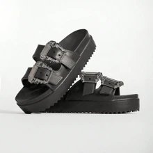 Women's  Flip-Flop Sandal 100% EVA: Light, Soft And Comfortable With Metallic Embellishment - Black - View 1