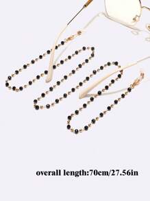 1pc Bohemian Black Crystal & Metal Decorative Eyeglasses Chain Glasses Accessories For Women