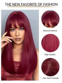 Tóc giả HAIRCUBE 24 inch màu nâu nổi bật và đỏ có mái tóc dài thẳng cho phụ nữ Tóc giả tổng hợp tuyệt đẹp, phong cách, dùng cho tiệc tùng hàng ngày - Màu Đỏ Sâu - Xem 8