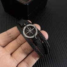 Bracelet pour homme à fermoir magnétique multicouche, style boussole classique, bracelet d'affaires élégant