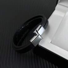 Bracelet pour homme à fermoir magnétique multicouche, style boussole classique, bracelet d'affaires élégant
