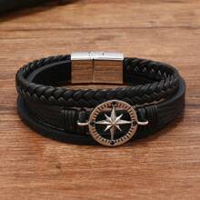 Bracelet pour homme à fermoir magnétique multicouche, style boussole classique, bracelet d'affaires élégant