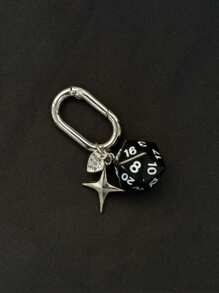 1pc Unisex New Creative Dice Keychain, Fashionable Tetrahedron Pendant Bag Charm - Multicolor - View 8