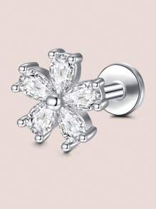 1 件 16G 20G 银软骨耳环套装，不锈钢蝴蝶蛋白石花朵羽毛心形星星月亮 CZ 耳钉平背软骨海螺耳轮穿孔珠宝女士，平背耳环，防过敏 CZ 耳钉，软骨耳环耳屏耳轮穿孔珠宝情人节、妈妈、母亲、母亲节、礼物 - 銀色 - 查看 25