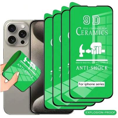 4 件 9D 软高清陶瓷膜适用于 [非玻璃] 适用于 16/16 Plus/16 Pro/16 Pro Max/15/15Pro/15 Plus/15 Pro Max/14/13/12/11 生日、家人、朋友的礼物手机屏幕保护膜、手机配件防水防震防摔防刮防指纹全覆盖