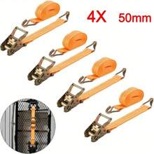 4Pcs Ratchet Tie Down Straps Buckle 6M X 50mm 2000kg Portable With Hook Metal Heavy Duty Lashing Straps For Motorcycle Cargo Trucks Trailer Luggage - Orange - View 7