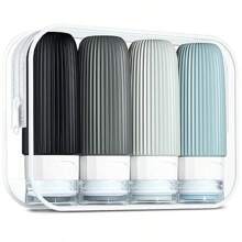 4 Stücke Set TSA zugelassene 60ml Reiseflaschen, auslaufsichere nachfüllbare Reisegrößen Toilettenartikel Behälter mit Kosmetiktasche, unerlässlich für Reisesaison und Kreuzfahrt